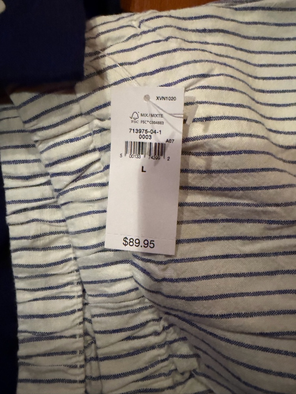 GAP Navy Button-Up Shirt and White Navy-Striped Wide Leg Pants - Picture 3 of 5